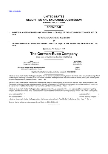 Thumbnail Gorman-Rupp 10-Q Quarterly Report FY2012 