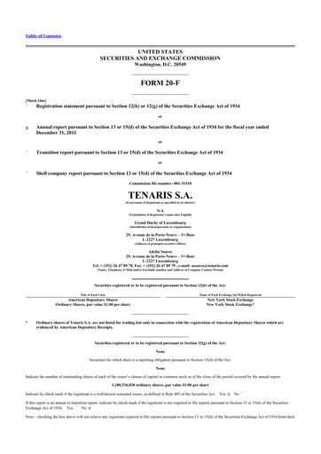 Thumbnail Tenaris 20-F Annual Report 