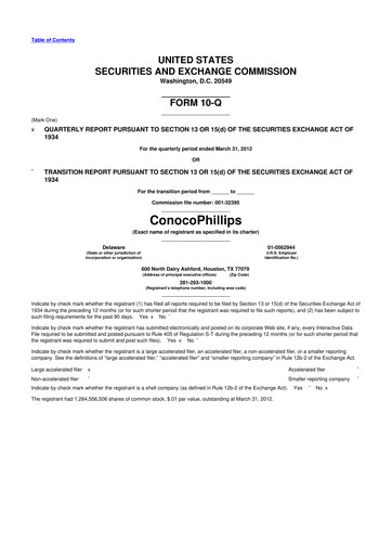 Thumbnail ConocoPhillips 10-Q Quarterly Report FY2012 