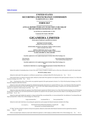 Thumbnail GigaMedia 20-F Annual Report 