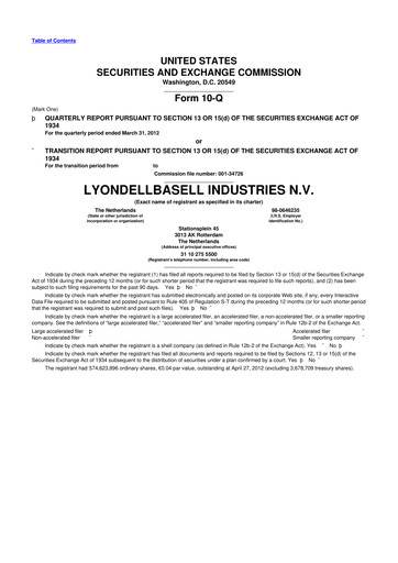 Thumbnail LyondellBasell 10-Q Quarterly Report FY2012 