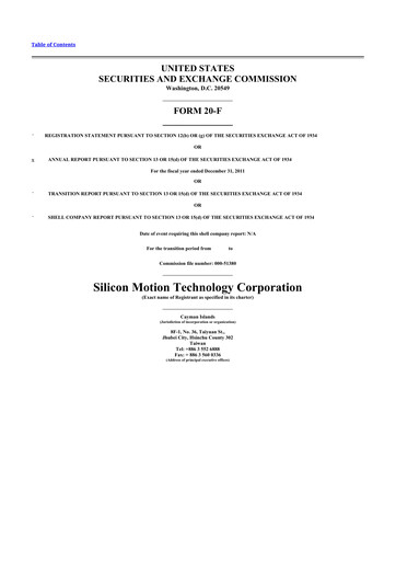 Thumbnail Silicon Motion
 20-F Annual Report 