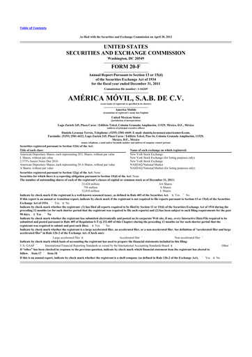 Thumbnail America Movil 20-F Annual Report 