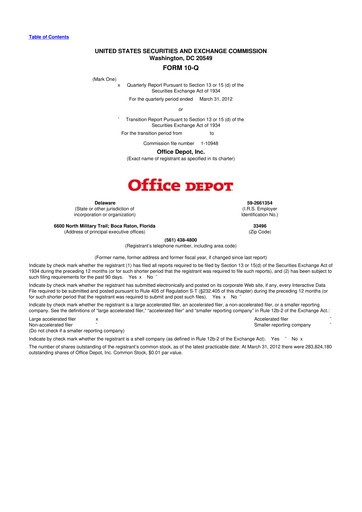 Thumbnail The ODP Corporation
 10-Q Quarterly Report FY2012 