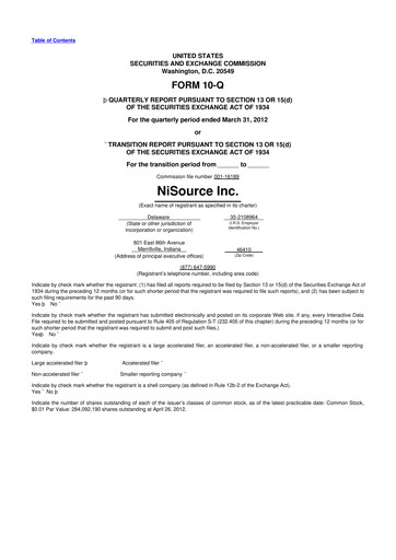 Thumbnail NiSource
 10-Q Quarterly Report FY2012 