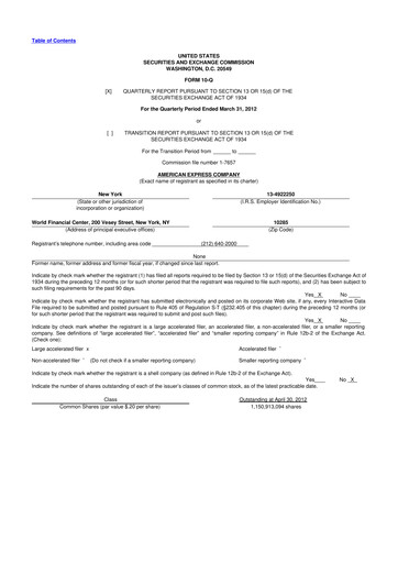 Thumbnail American Express 10-Q Quarterly Report FY2012 
