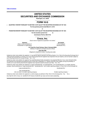 Thumbnail Crocs 10-Q Quarterly Report FY2012 