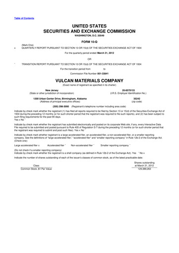 Vorschaubild Vulcan Materials 10-Q Quartalsbericht 2012 