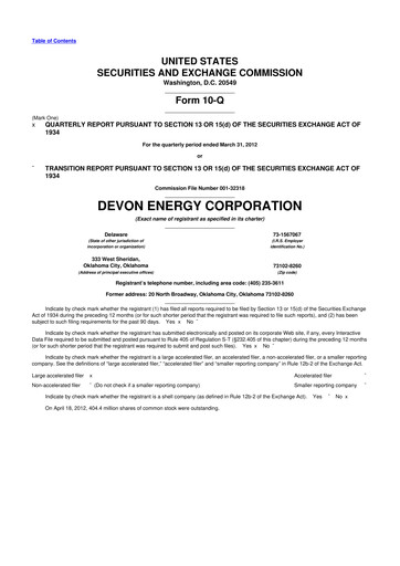 Thumbnail Devon Energy
 10-Q Quarterly Report FY2012 