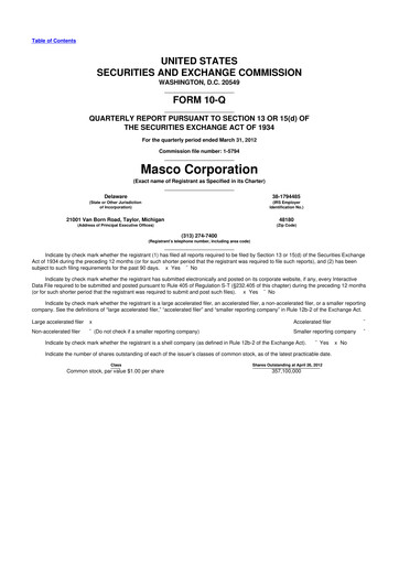 Thumbnail Masco 10-Q Quarterly Report FY2012 