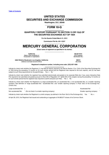 Thumbnail Mercury General
 10-Q Quarterly Report FY2012 