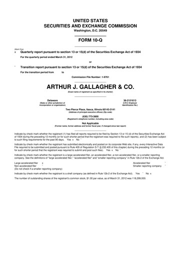 Vorschaubild Arthur J. Gallagher & Co.
 10-Q Quartalsbericht 2012 