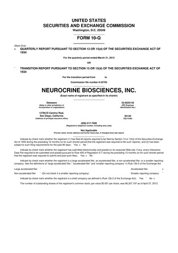 Thumbnail Neurocrine Biosciences
 10-Q Quarterly Report FY2012 