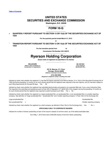 Thumbnail Ryerson 10-Q Quarterly Report FY2012 