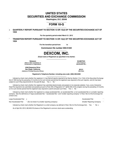 Thumbnail DexCom 10-Q Quarterly Report FY2012 