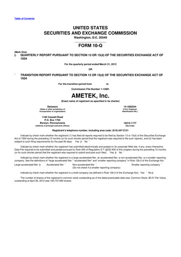 Thumbnail Ametek 10-Q Quarterly Report FY2012 