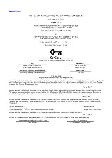 Thumbnail KeyCorp (KeyBank) 10-Q Quarterly Report FY2012 