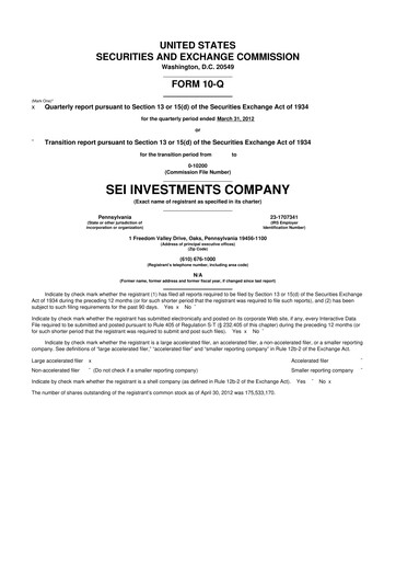 Thumbnail SEI Investments 10-Q Quarterly Report FY2012 