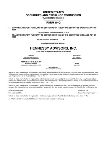 Thumbnail Hennessy Advisors 10-Q Quarterly Report FY2012 