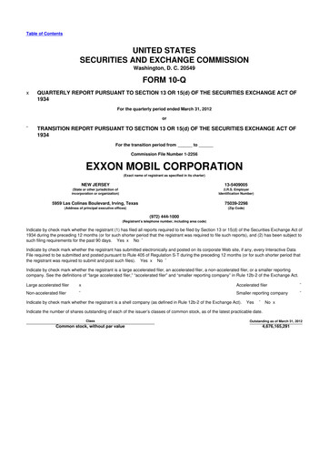 Thumbnail Exxon Mobil 10-Q Quarterly Report FY2012 