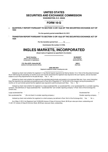 Miniature Ingles Markets 10-Q Rapport trimestriel 2012 