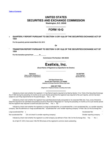 Thumbnail Exelixis 10-Q Quarterly Report FY2012 