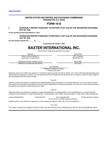 Thumbnail Baxter 10-Q Quarterly Report FY2012 