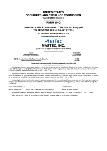 Thumbnail MasTec 10-Q Quarterly Report FY2012 