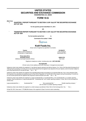 Thumbnail Mondelez International 10-Q Quarterly Report FY2012 