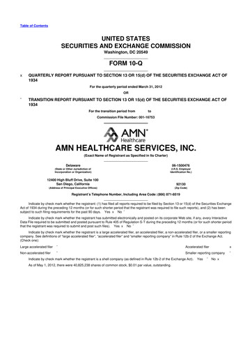 Thumbnail AMN Healthcare Services 10-Q Quarterly Report FY2012 