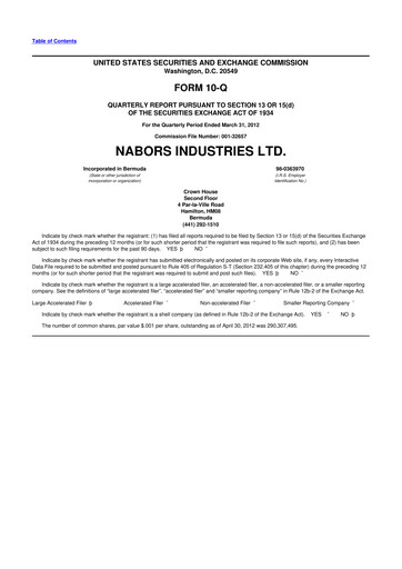 Vorschaubild Nabors Industries
 10-Q Quartalsbericht 2012 