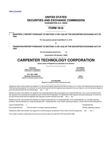 Thumbnail Carpenter Technology 10-Q Quarterly Report FY2012 