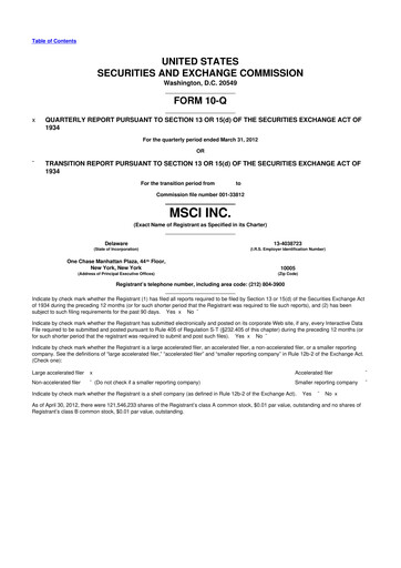 Thumbnail MSCI 10-Q Quarterly Report FY2012 