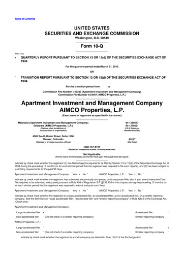 Thumbnail Aimco 10-Q Quarterly Report FY 