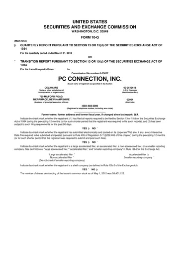 Thumbnail PC Connection
 10-Q Quarterly Report FY2012 