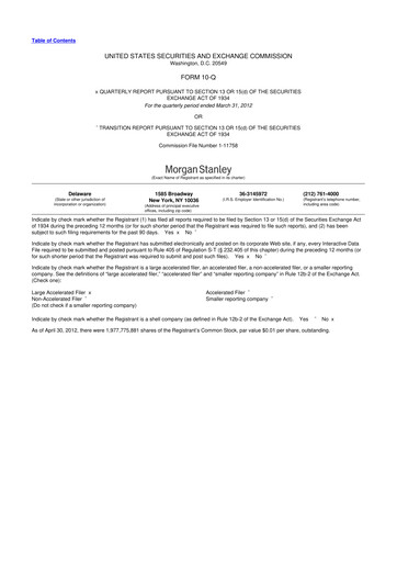 Thumbnail Morgan Stanley 10-Q Quarterly Report FY2012 