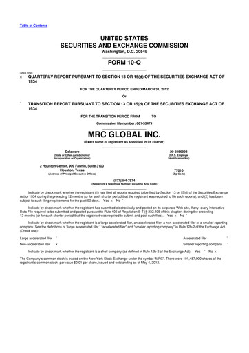Thumbnail MRC Global
 10-Q Quarterly Report FY2012 