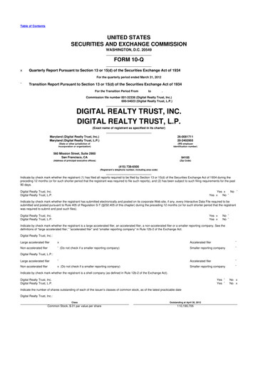 Thumbnail Digital Realty 10-Q Quarterly Report FY 