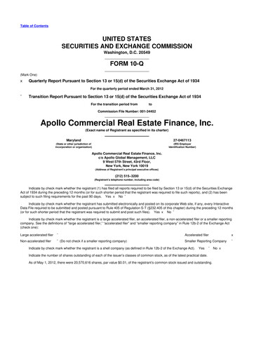 Thumbnail Apollo Commercial Real Estate Finance 10-Q Quarterly Report FY2012 