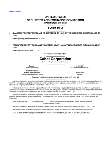 Thumbnail Cabot Corporation
 10-Q Quarterly Report FY2012 