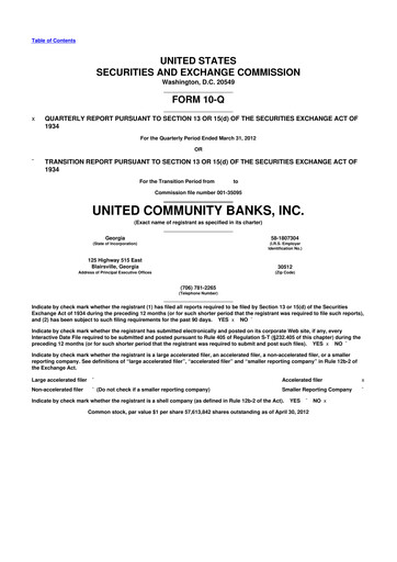 Thumbnail United Community Bank 10-Q Quarterly Report FY2012 