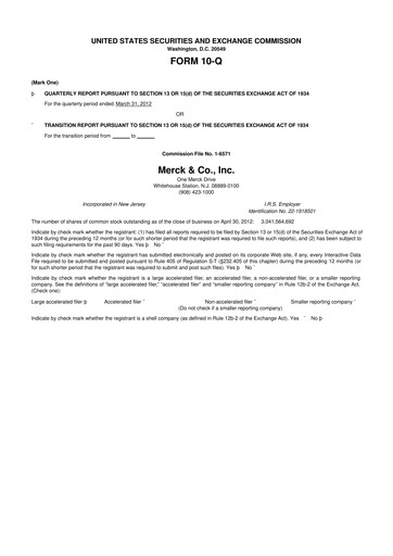 Thumbnail Merck 10-Q Quarterly Report FY2012 