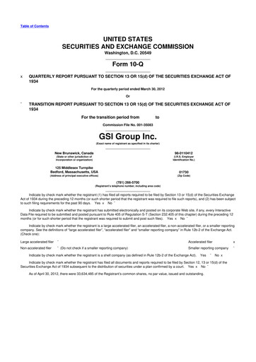 Miniature Novanta 10-Q Rapport trimestriel 2012 