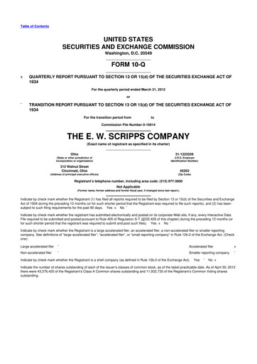 Thumbnail E. W. Scripps Company
 10-Q Quarterly Report FY2012 