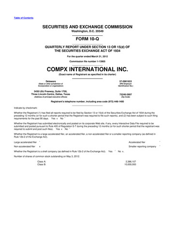 Thumbnail CompX International 10-Q Quarterly Report FY2012 