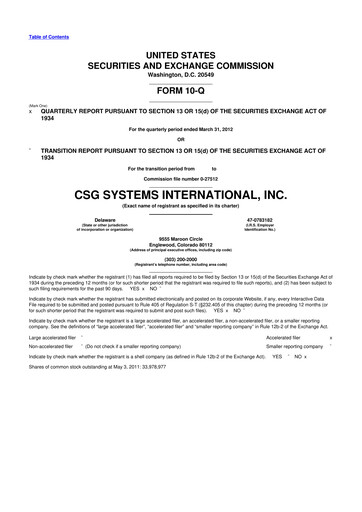 Thumbnail CSG International
 10-Q Quarterly Report FY2012 