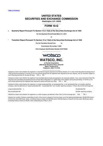 Thumbnail Watsco
 10-Q Quarterly Report FY2012 