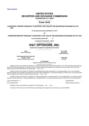 Thumbnail W&T Offshore 10-Q Quarterly Report FY2012 