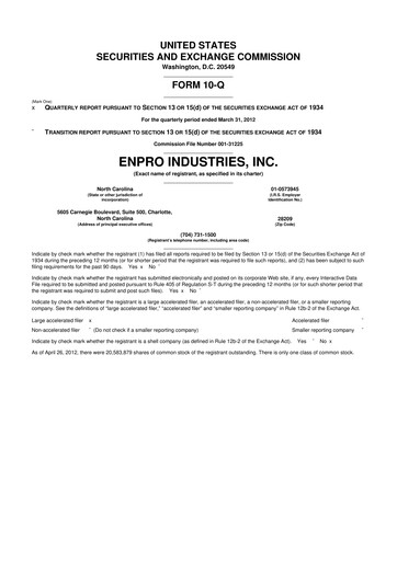 Thumbnail EnPro Industries
 10-Q Quarterly Report FY2012 