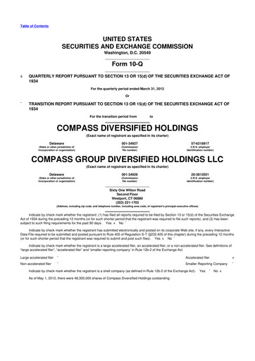 Thumbnail Compass Diversified Holdings 10-Q Quarterly Report FY2012 
